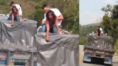 Daring NRI porn of a girl fucking outdoors on a riding truck